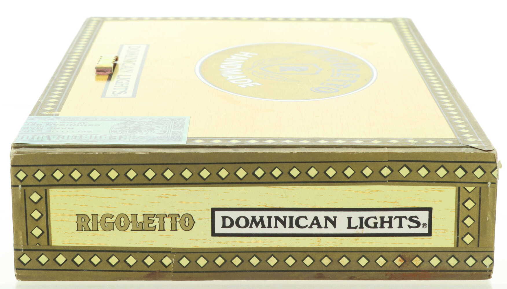 RIGOLETTO DOMINICAN LIGHTS HANDMADE EMPTY YELLOW WOODEN CIGAR BOX