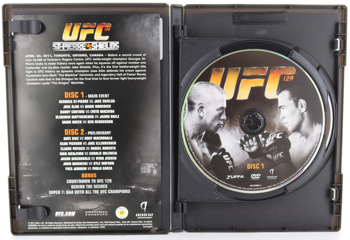UFC 129 Ultimate 2 Disc Edition St-Pierre Vs Shields 2011