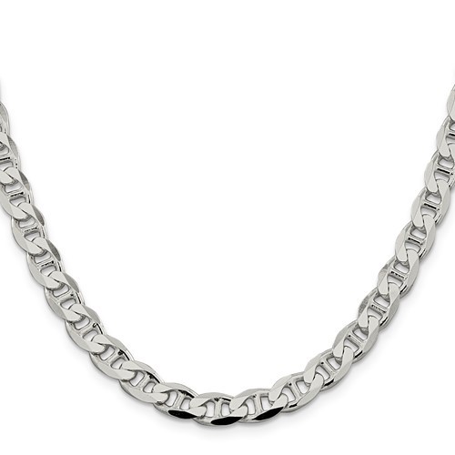 silver anchor chain 52.00 gms 0.925% sterling silver 7.4mm flat cuban 24