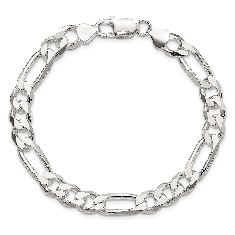 silver figaro chain 18.25gms 0.925% sterling silver 8mm figaro bracelet 8