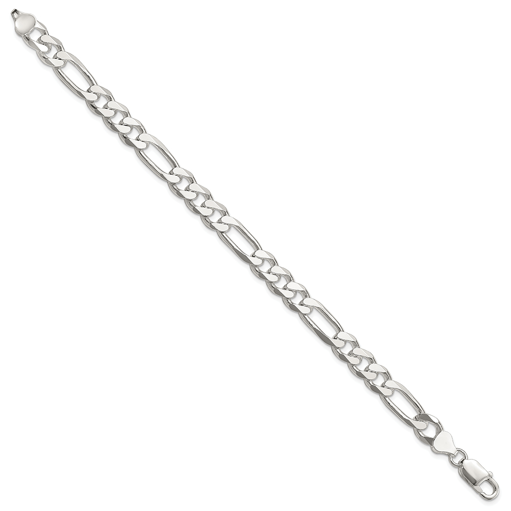 silver figaro chain 18.25gms 0.925% sterling silver 8mm figaro bracelet 8