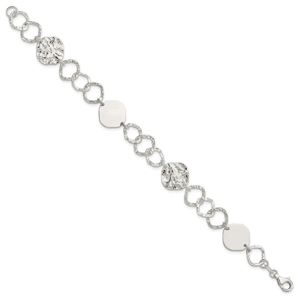 silver bracelet 9.30gms 0.925% sterling polished and textured fancy link 7.5
