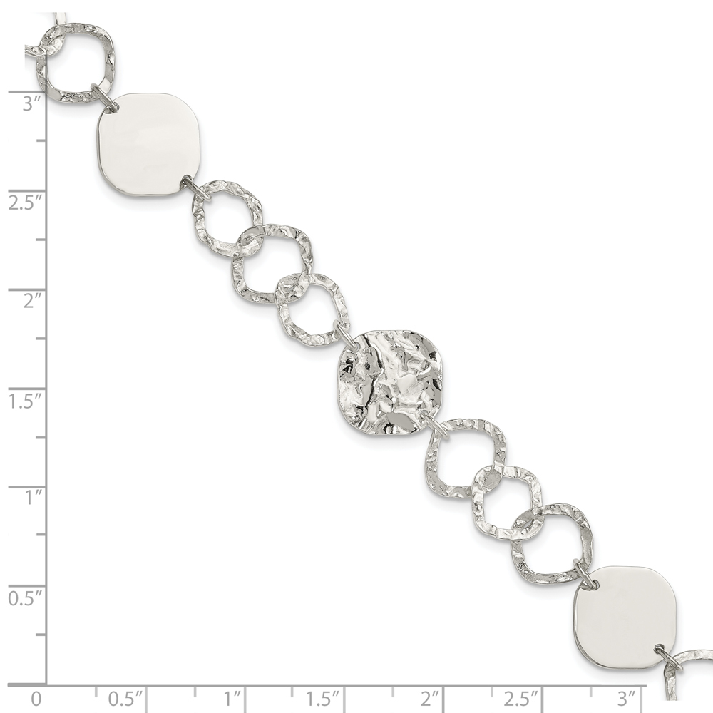 silver bracelet 9.30gms 0.925% sterling polished and textured fancy link 7.5