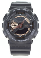 g-shock ga-110rg men's wristwatch with black resin band/black copper-tone dial