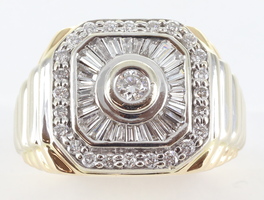Men's Two-Tone Art Deco 14K Gold & Diamond Ring