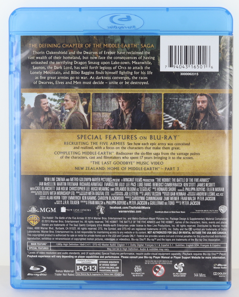 the hobbit the battle of the five armies blu-ray
