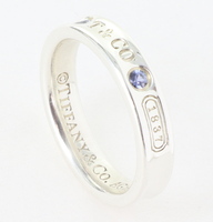 Tiffany & Co Tiffany 1837 Ring in Silver with Sapphires, Narrow Size 5.25