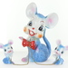 Vintage 1950's Japan Arnart Blue Mother Mouse and Babies, Sugar Ceramic Figurine