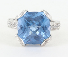  Tacori Sterling Silver Blue Topaz Quartz & Diamonique Cocktail Ring Size 8