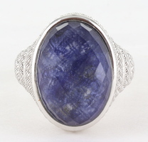  Judith Ripka Sterliing Silver Blue Lapis Quartz Ring Size 8