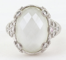  Judith Ripka Sterling Silver White Quartz Doublet Ring Size 8