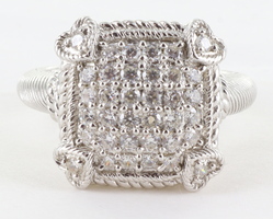 Judith Ripka Cubic Zirconia Rhodium Over Sterling Silver Pave Olivia Ring Size 8