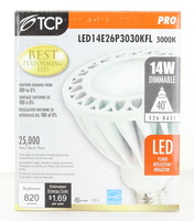 TCP LED14E26P3030KFL, 14W, E26, 3000K, Dimmable, 820 Lumens, Flood Light Bulb