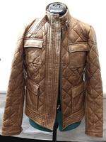 Eddie Bauer Jacket Woman's S Brown Quilted Lamb Leather Full Zip