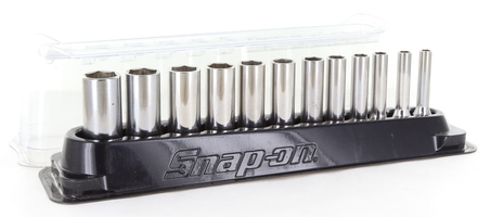 Snap-On 12pc 1/4" Drive 6-Point Metric Drive Deep Socket Set (5mm – 15 mm)