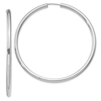 Sterling Silver Rhodium Plated (Large) Endless Tube Hoop Earrings