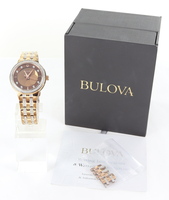 Bulova Women's Quartz Diamond Accent Rose Gold Stainless Steel Watch 32mm 98L266