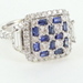 Ladies White Gold 14K Diamond and Sapphire Art Deco Style Ring Size 7