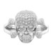 Sterling Silver Rhodium-Plated and CZ Skull Ring