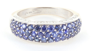 Vintage Louis Feraud 18k White Gold Sapphire and Diamond Ring