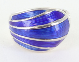 Vintage Davis Andersen Norway Blue Enamel Sterling Silver Ring, Size 6