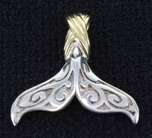 Na Hoku Sterling Silver and 18K Yellow Gold Tribal Motif Whale Tail Pendant