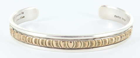 Marc Antia Men's Navajo Sterling Silver and 12K GF Cuff Bracelet