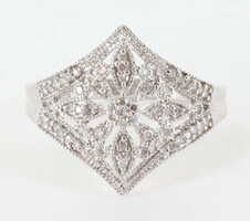 JWBR Sterling Silver 925 CZ Diamonique Statement Ring, Size 8