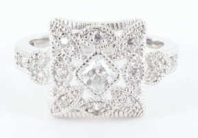  ESPO Sterling Silver 925 CZ Diamonique Art Deco Statement Ring, Size 8