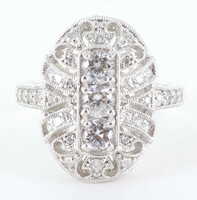  Sterling Silver 925 CZ Diamonique Ornate Art Deco Ring, Size 8