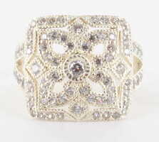 Sterling Silver 925 CZ Art Deco Statement Ring, Size 8