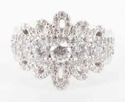 SW Sterling Silver 925 CZ Diamonique Royal Lace Ribbon Ring, Size 8