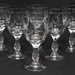 Vintage Tiffin Leaded Crystal Wine/Water Goblets, Etched Single Rose (Set of 6)