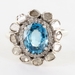 D'Joy Sterling Silver Ratanakiri Blue Zircon & Polki Diamond Ring, Size 9